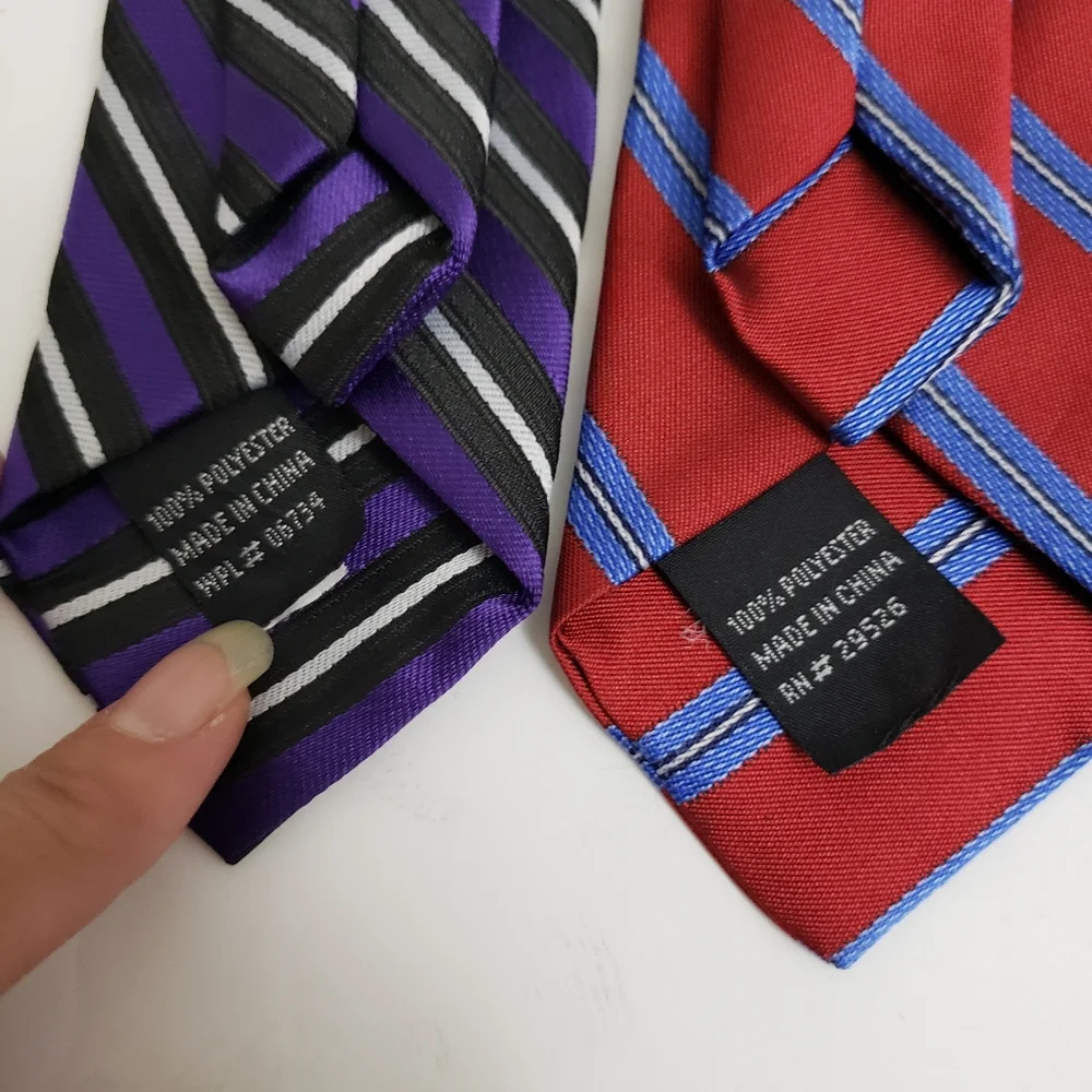 Lot Bundle of 2 Kid's Clip On Ties - Striped Purple Red